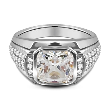 Resplendent White Radiant Zirconia Sterling Silver Generous Ring